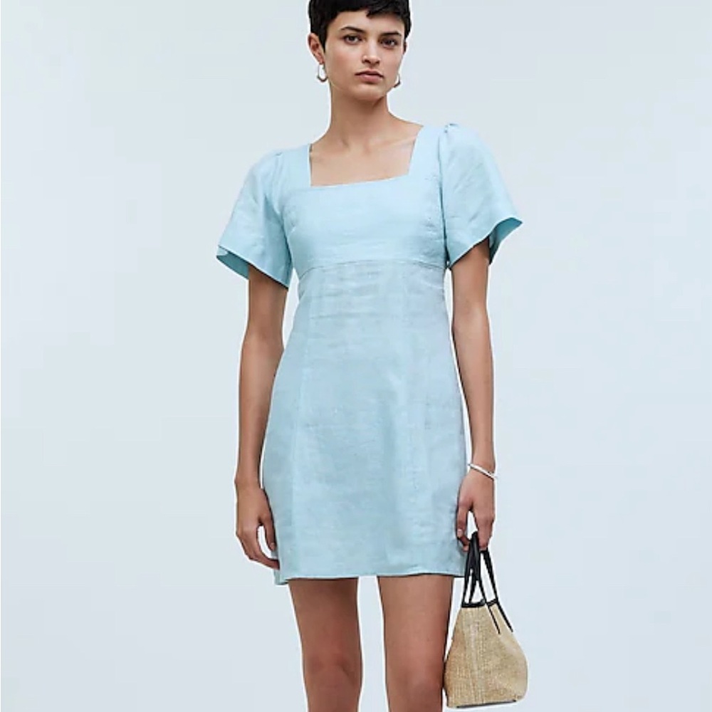 Madewell Square Neck Mini Dress in 100% Linen
